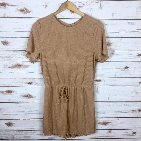 Khaki MakeMeChic High Waist Romper - Picture 1 of 12